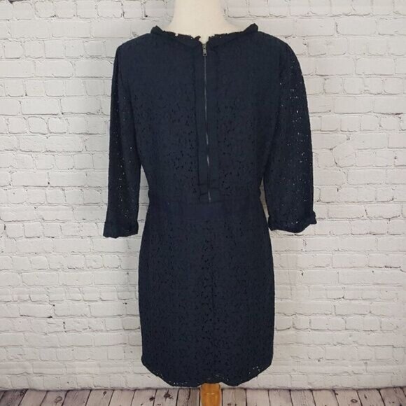 TAHARI Blue Lace Tie Waist Dress sz 10 pockets - Picture 4 of 6